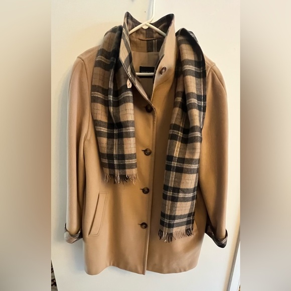 MarCona Coat Camel Plaid Sz 12 Matching Scarf - Picture 2 of 11